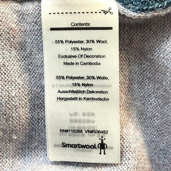 Smartwool Womens Shadow Pine Colorblock Sweater in Mist Blue/Twilight Marl Large - Picture 5 of 7